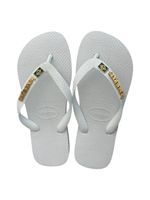 Havaianas Top Branca + Escrita Dourada + Bandeira Brasil