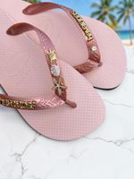 Havaianas Top Rosa Ballet + Escrita Dourada + Estrela, Concha, Tartaruga e Ponto de Luz