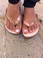 Havaianas Top Rosa Ballet + Escrita Dourada + Estrela, Concha, Tartaruga e Ponto de Luz