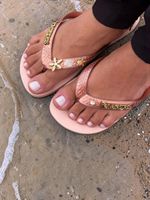 Havaianas Top Rosa Ballet + Escrita Dourada + Estrela, Concha, Tartaruga e Ponto de Luz