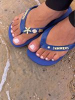 Havaianas Top Azul Naval + Escrita Dourada + Estrela, Concha, Tartaruga e Ponto de Luz