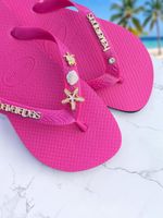 Havaianas Top Rosa Flux + Escrita Dourada + Estrela, Concha, Tartaruga e Ponto de Luz