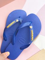 Havaianas Top Azul Naval + Escrita Dourada + Coração Strass