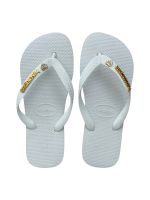 Havaianas Top Branco + Escrita Dourada + Coração Strass