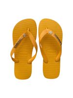 Havaianas Top Amarelo + Escrita Dourada + Coração Strass