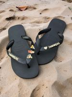 Havaianas Top Preto + Escrita Dourada + 3 Meninas Super Poderosas +  Coração Strass