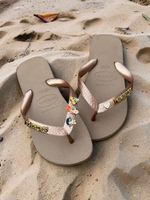 Havaianas Top Rose Gold + Escrita Dourada + 3 Meninas Super Poderosas +  Coração Strass