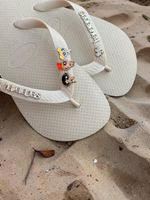 Havaianas Top Areia + Escrita Dourada + 3 Meninas Super Poderosas +  Coração Strass