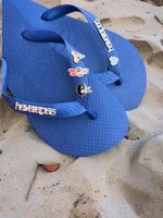Havaianas Top Marinho + Escrita Dourada + 3 Meninas Super Poderosas +  Coração Strass