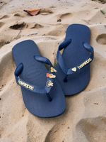 Havaianas Top Marinho + Escrita Dourada + 3 Meninas Super Poderosas +  Coração Strass