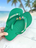 Havaianas Top Verde + Escrita Dourada + 3 Meninas Super Poderosas +  Coração Strass