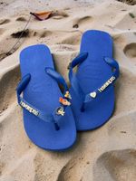 Havaianas Top Azul Naval + Escrita Dourada + 3 Meninas Super Poderosas +  Coração Strass