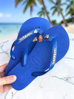 Havaianas Top Azul Naval + Escrita Dourada + 3 Meninas Super Poderosas +  Coração Strass