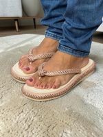 Chinelo Lunielly Gahid Laço Strass Bege