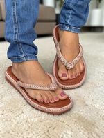 Chinelo Lunielly Gahid Laço Strass Caramelo