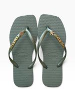 Havaianas Square Smoke Green + Escrita Dourada + Estrela e Concha Peroladas