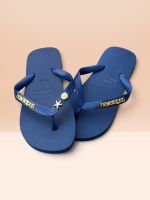 Havaianas Top Marinho + Escrita Dourada + Concha e Estrela Peroladas