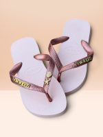 Havaianas Top Rosa Ballet + Escrita Dourada + Concha e Estrela Peroladas