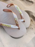 Havaianas Top Rose Gold + Escrita Dourada + Concha e Estrela Peroladas