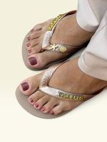 Havaianas Top Rose Gold + Escrita Dourada + Concha e Estrela Peroladas