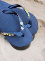Havaianas Top Preto + Escrita Dourada + Concha e Estrela Peroladas