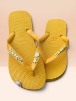 Havaianas Top Amarelo + Escrita Dourada + Concha e Estrela Peroladas