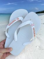 Havaianas Top Branca + Escrita Rose + Concha e Estrela Rose