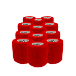 Caixa 12 Rolos Bandagem Evo Tape Coesiva W 5cm - Vermelho