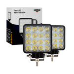 Kit 2 Farol LED Quadrado 48w 16 Leds 12v - 24v 6500k Aluminio
