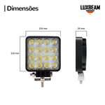 Kit 2 Farol LED Quadrado 48w 16 Leds 12v - 24v 6500k Aluminio