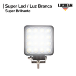 Kit 2 Farol LED Quadrado 48w 16 Leds 12v - 24v 6500k Aluminio