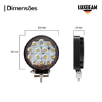 Kit 2 Farol LED Redondo 42w 14 Leds 12v - 24v 6500k Aluminio