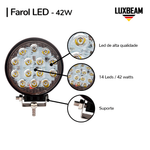 Kit 2 Farol LED Redondo 42w 14 Leds 12v - 24v 6500k Aluminio