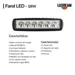 Kit 2 Farol LED Retangular 18w 6 Leds 12v - 24v 6500k Aluminio