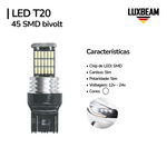 Lâmpada LED T20 2 Polos Canbus 45 SMD 12v 24v