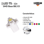 Lâmpada LED T5 1 SMD Base B8.3 D 12v