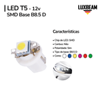 Lâmpada LED T5 1 SMD Base B8.5 D 12v