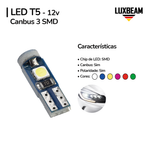 Lâmpada LED T5 3 SMD Canbus 12v