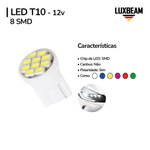Lâmpada LED T10 8 SMD 12v