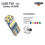 Lâmpada LED T10 Canbus 15 SMD 12v
