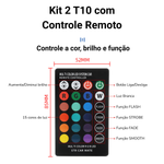 Kit 2 Lâmpada LED T10 RGB com controle remoto 12v