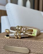 CINTO FINO COURO - DOURADO
