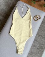 BODY ALICIA CANELADO - AMARELO