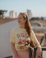 T-SHIRT - AMARELO E ROSA FIORE
