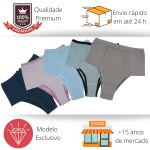 Calcinha alta cottom, lateral dupla, cores sortidas kit 5 un