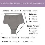 Calcinha alta cottom, lateral dupla, cores sortidas kit 5 un