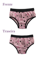 Calcinha infantil de algodão com cós, estampas variadas, kit com 6 uni