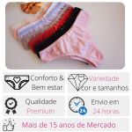 Kit 8 Calcinhas algodão puro antialérgicas ideais para dia a dia 