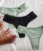 Calcinhas de algodão com lateral de renda - Kit 3 un