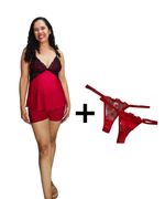 Combo Pijama Shortdool Sara + Tanga regulável 
